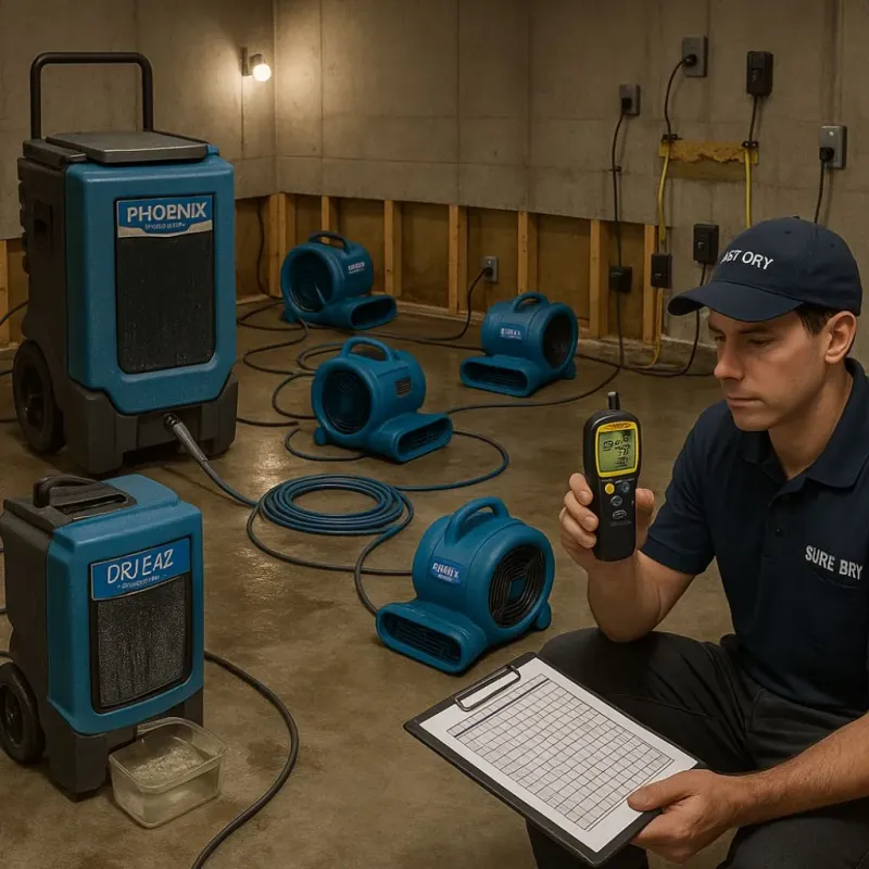 Structural Drying and Dehumidification process in Cherry Hill Mall, NJ